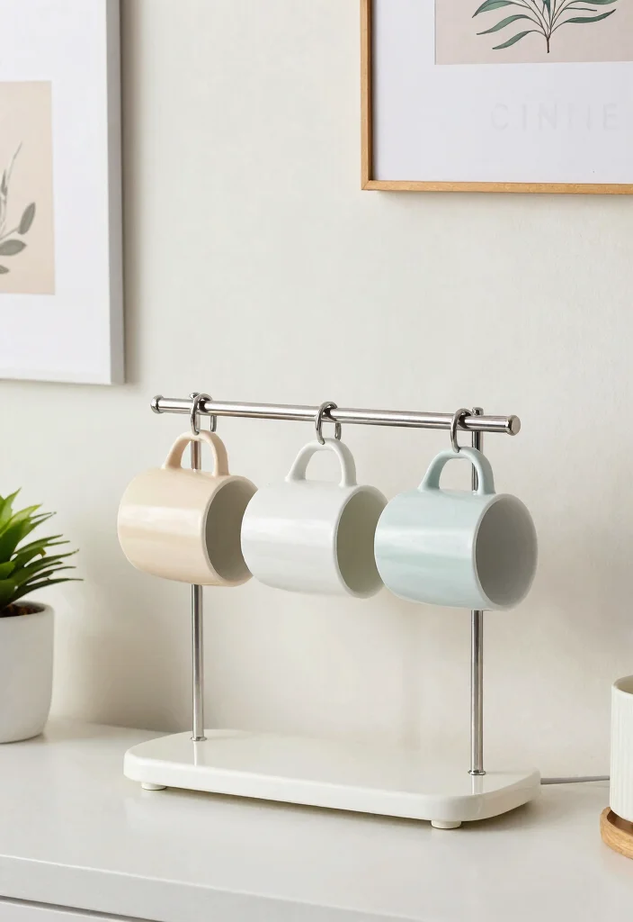 14 Coffee Bar Simple Ideas That Still Look Stylish - 3. Minimalist Mug Display 1