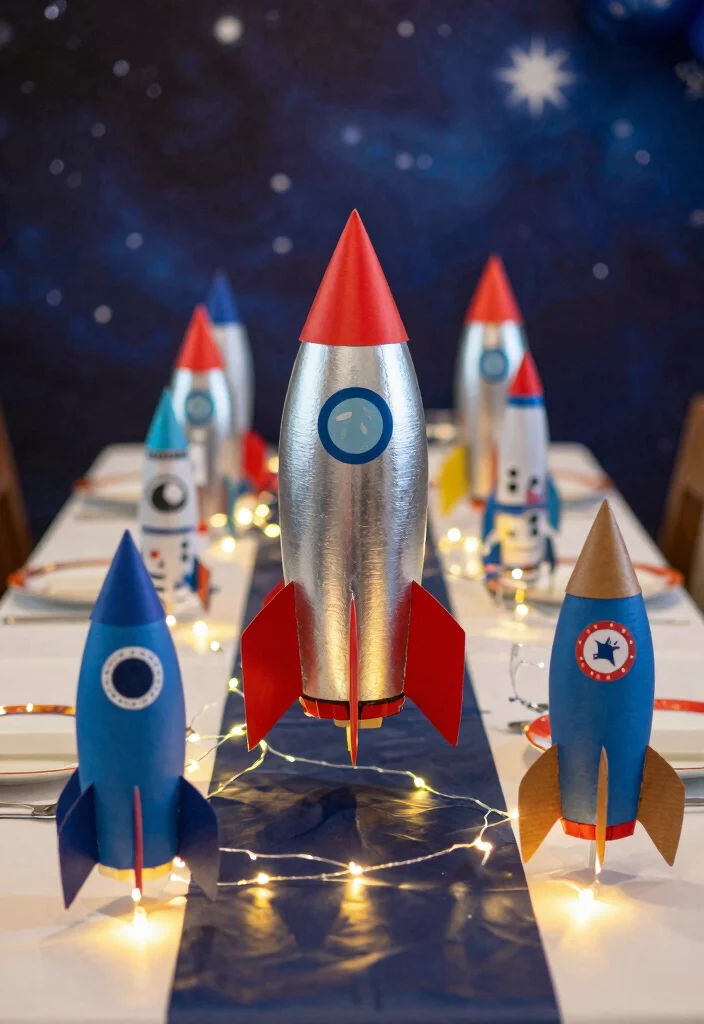 15 Astronaut Party Decoration Ideas With Space Adventure - 1. Rocket Ship Centerpieces 1