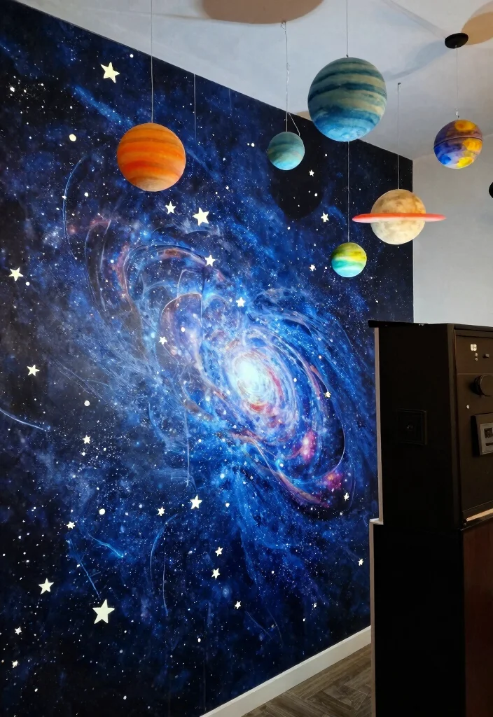 15 Astronaut Party Decoration Ideas With Space Adventure - 2. Galaxy Wall Decorations 1