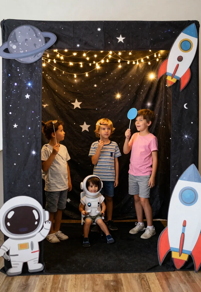 15 Astronaut Party Decoration Ideas With Space Adventure - 7. Starry Backdrop for Photo Booth 1