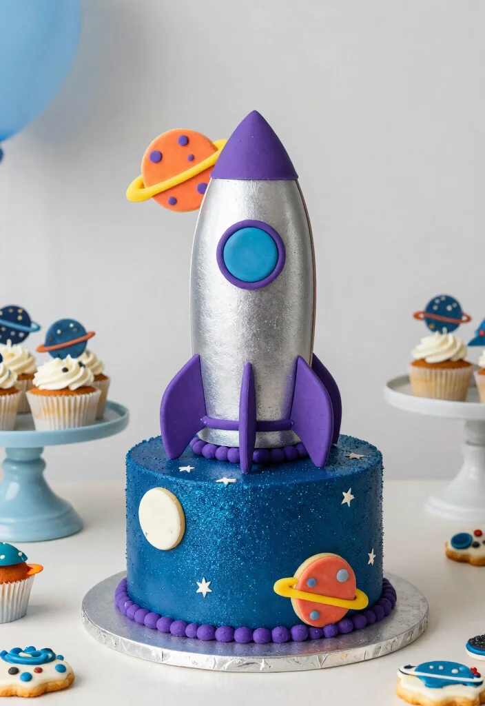 15 Astronaut Party Decoration Ideas With Space Adventure - 9. Outer Space Cake Design 1