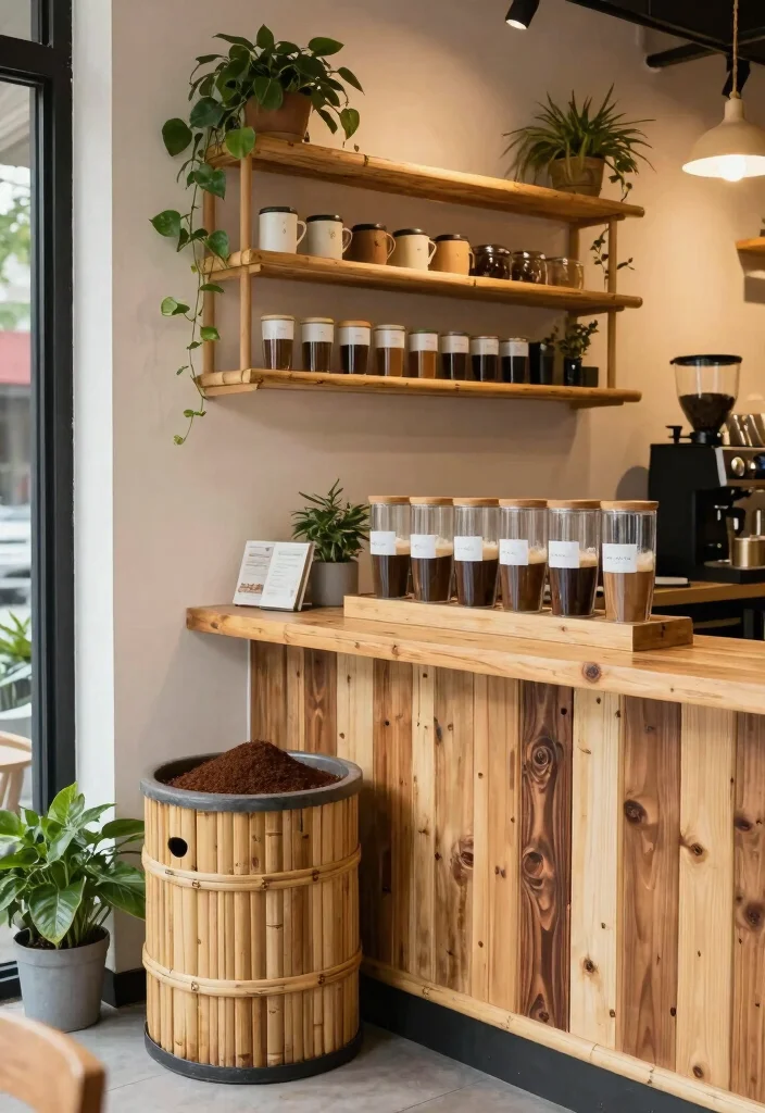 15 Black Coffee Bar Ideas With Bold Modern Edge - 10. Eco-Friendly Coffee Bar 1