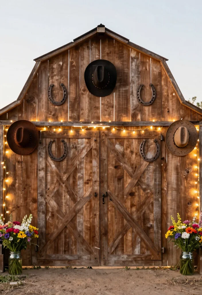 15 Cowgirl Party Decor Ideas With Western Flair - 1. Rustic Barn Backdrop 1