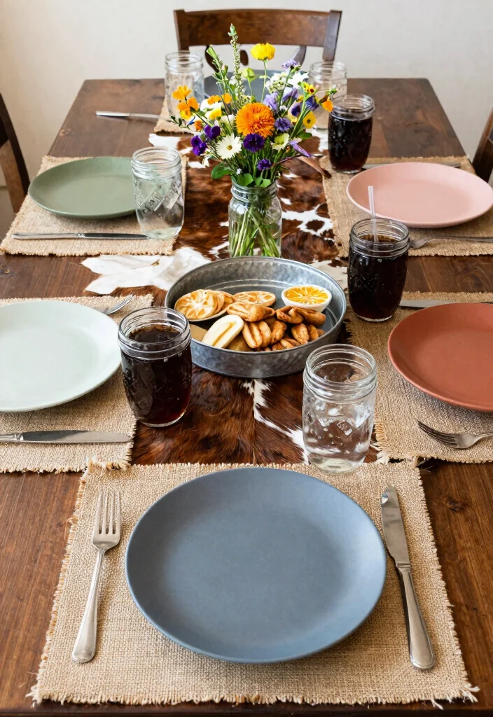 15 Cowgirl Party Decor Ideas With Western Flair - 2. Cowhide Table Runners 1