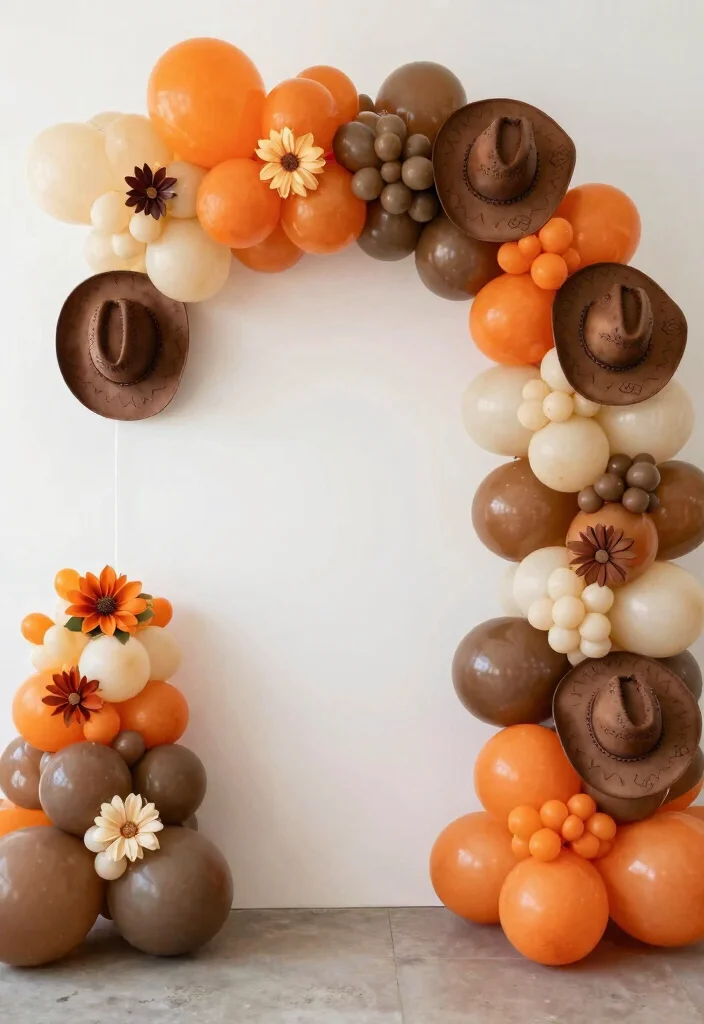 15 Cowgirl Party Decor Ideas With Western Flair - 3. Balloon Arches with Western Flair 1