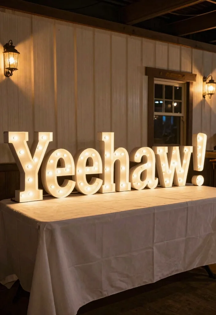 15 Cowgirl Party Decor Ideas With Western Flair - 6. Western Marquee Lights 1