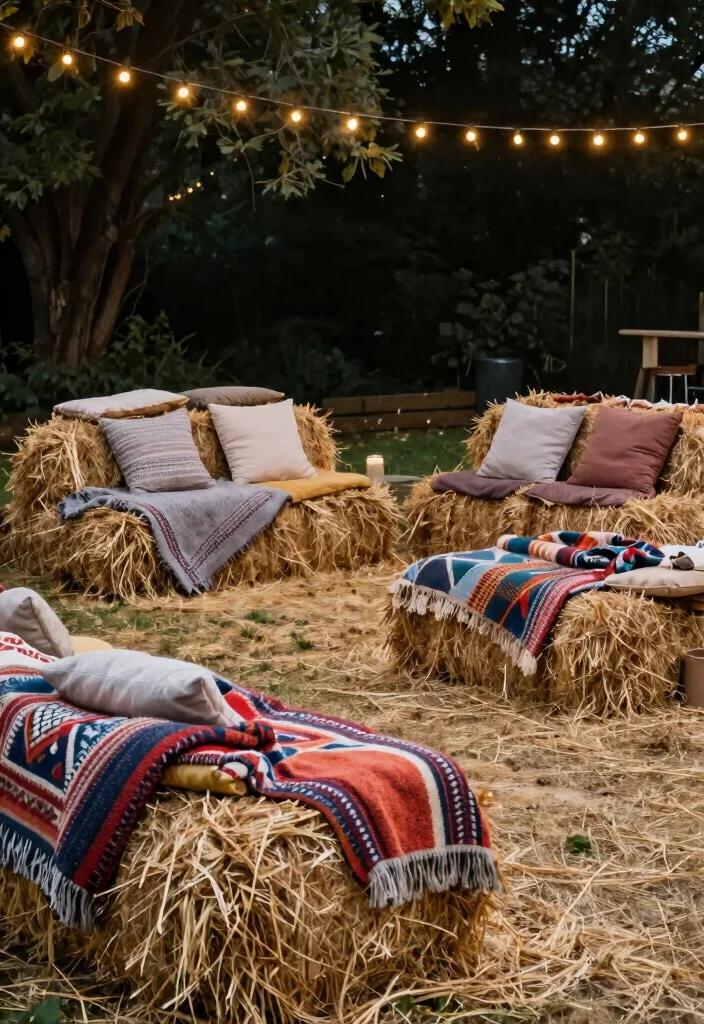 15 Cowgirl Party Decor Ideas With Western Flair - 7. Hay Bale Seating 1
