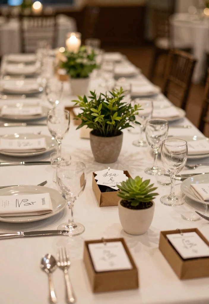 15 Engagement Party Table Decor Ideas With Romantic Glow - 15. Themed Favors as Table Decor 1