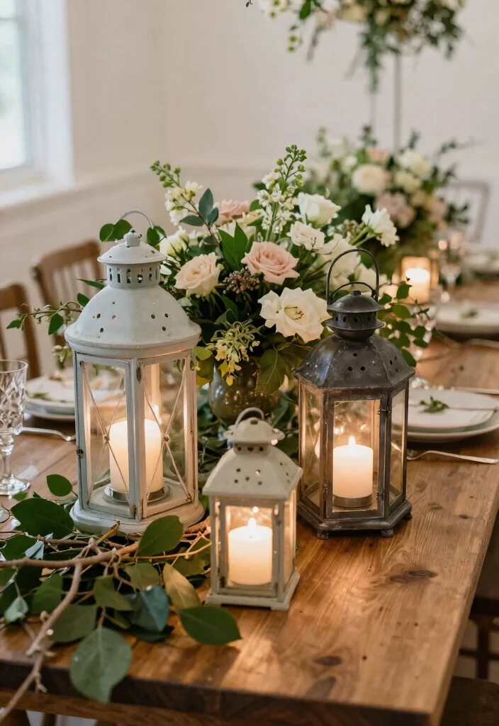 15 Engagement Party Table Decor Ideas With Romantic Glow - 4. Lanterns for a Romantic Glow 1