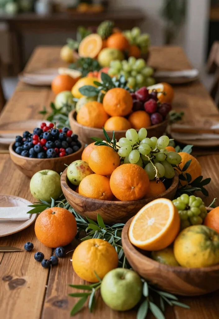 15 Engagement Party Table Decor Ideas With Romantic Glow - 7. Seasonal Fruit Displays 1