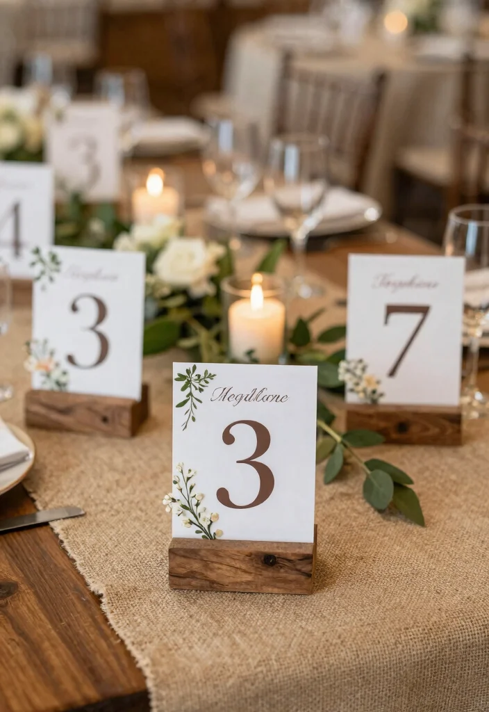 15 Engagement Party Table Decor Ideas With Romantic Glow - 8. Elegant Table Numbers 1