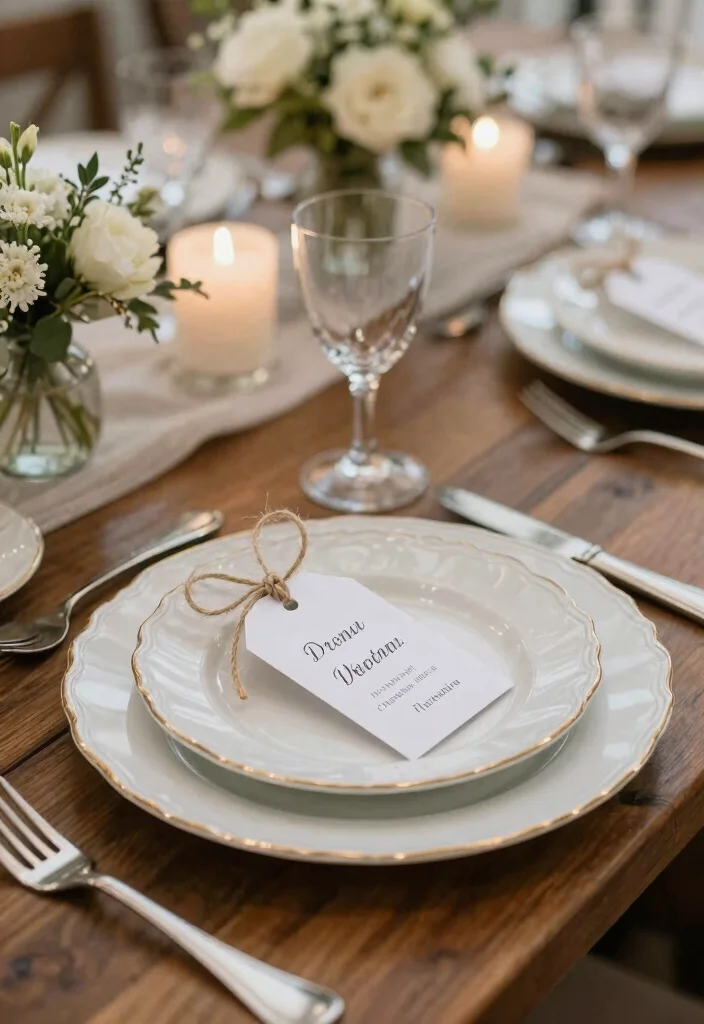 15 Engagement Party Table Decor Ideas With Romantic Glow - 9. Personalized Place Settings 1