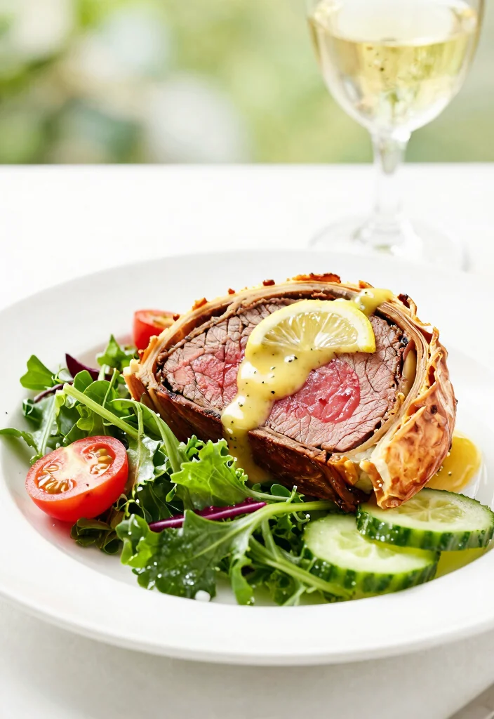 16 Beef Wellington Plating Ideas That Look Restaurant Worthy - 12. Garden Fresh 1
