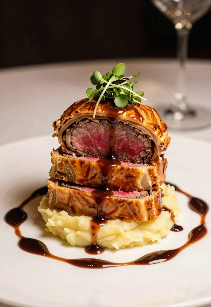 16 Beef Wellington Plating Ideas That Look Restaurant Worthy - 6. Elegant Tower 1