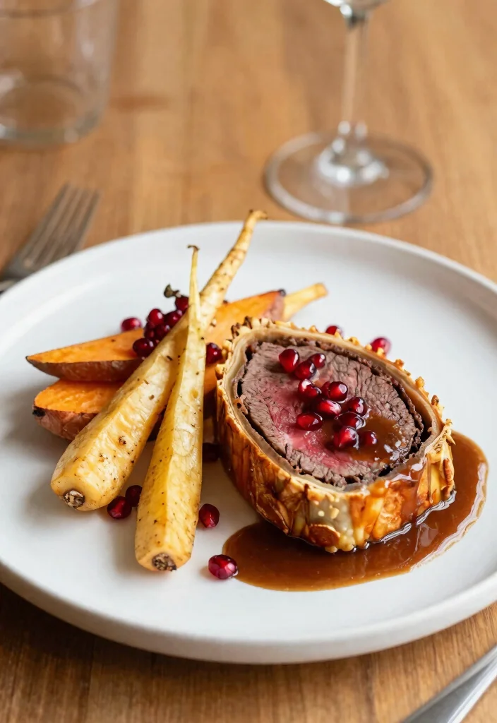 16 Beef Wellington Plating Ideas That Look Restaurant Worthy - 8. Seasonal Elegance 1