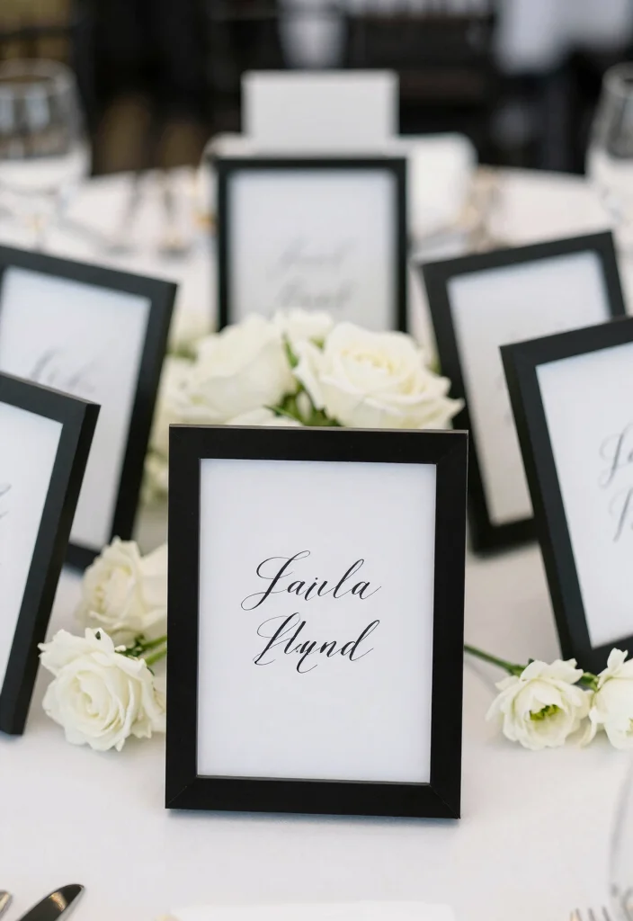 16 Black and White Party Decor Ideas With Classic Contrast 31 16 Black and White Party Decor Ideas With Classic Contrast - 11. Personalized Table Numbers 1
