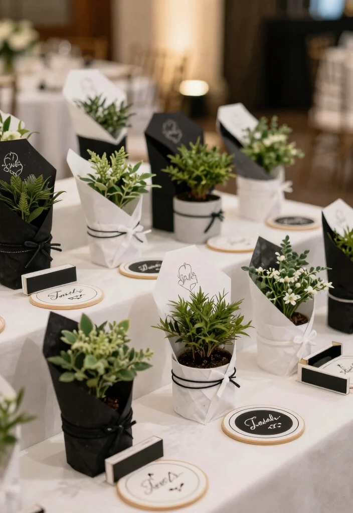 16 Black and White Party Decor Ideas With Classic Contrast 44 16 Black and White Party Decor Ideas With Classic Contrast - 14. Stylish Favors for Guests 1