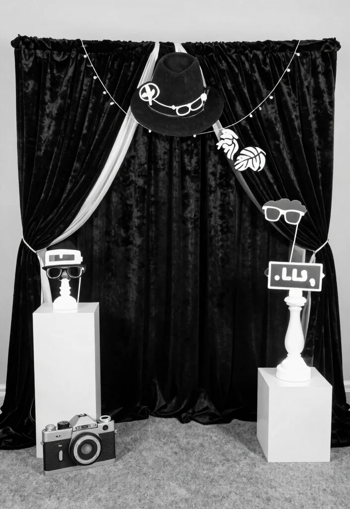 16 Black and White Party Decor Ideas With Classic Contrast 27 16 Black and White Party Decor Ideas With Classic Contrast - 7. Black and White Photo Booth 1