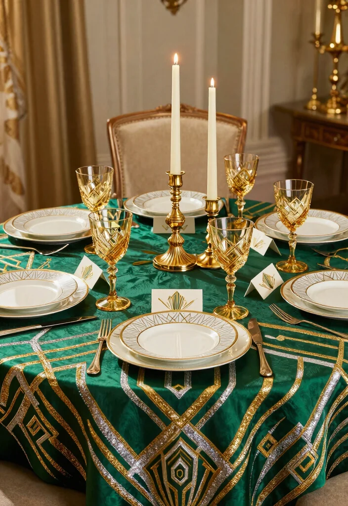 16 Gatsby Decoration Party Ideas With Vintage Glam - 2. Art Deco Table Settings 1