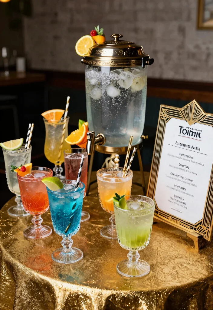 16 Gatsby Decoration Party Ideas With Vintage Glam - 4. Sparkling Drink Stations 1