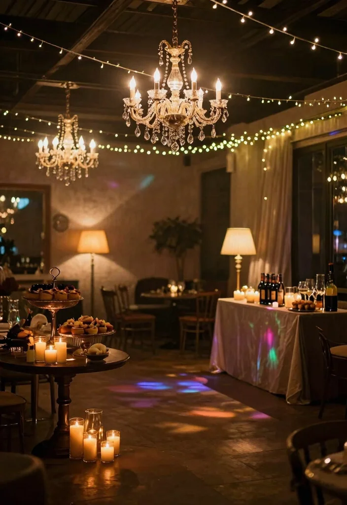 16 Gatsby Decoration Party Ideas With Vintage Glam - 8. Dramatic Lighting Effects 1