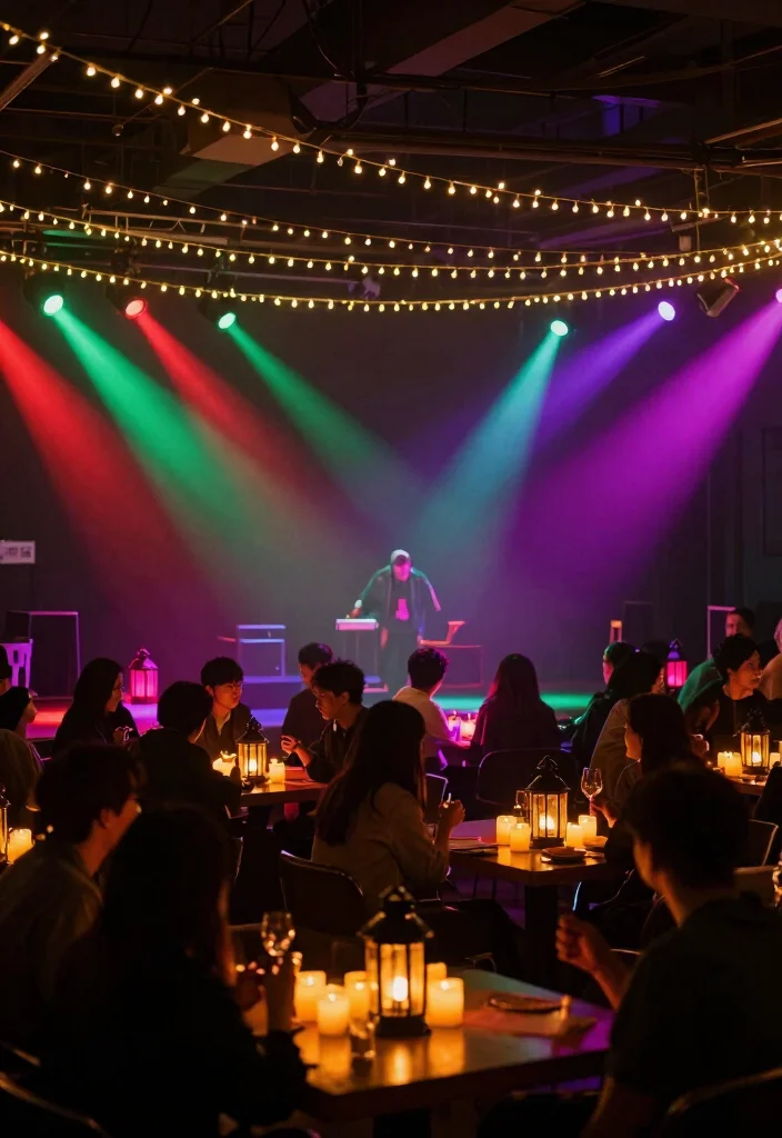 16 Squid Game Theme Party Decor Ideas With Bold Drama - 16. Dramatic Lighting Effects 1