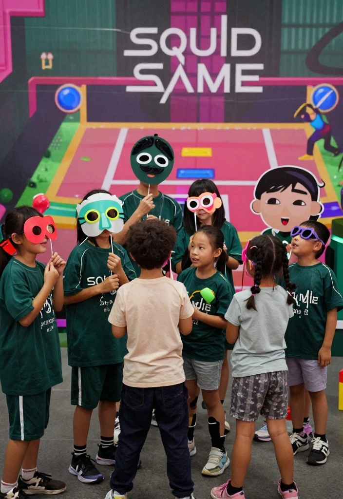 16 Squid Game Theme Party Decor Ideas With Bold Drama - 9. Fun Photo Booth Props 1