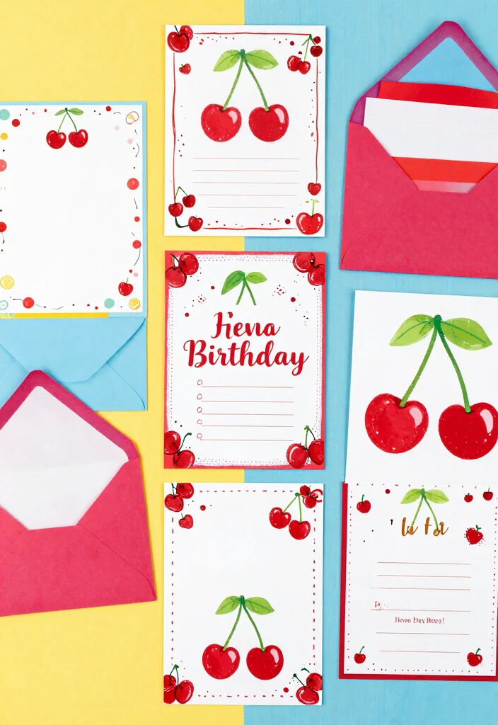 17 Cherry Theme Birthday Party Decoration Ideas With Sweet Touch - 15. Cherry-themed Invitations 1