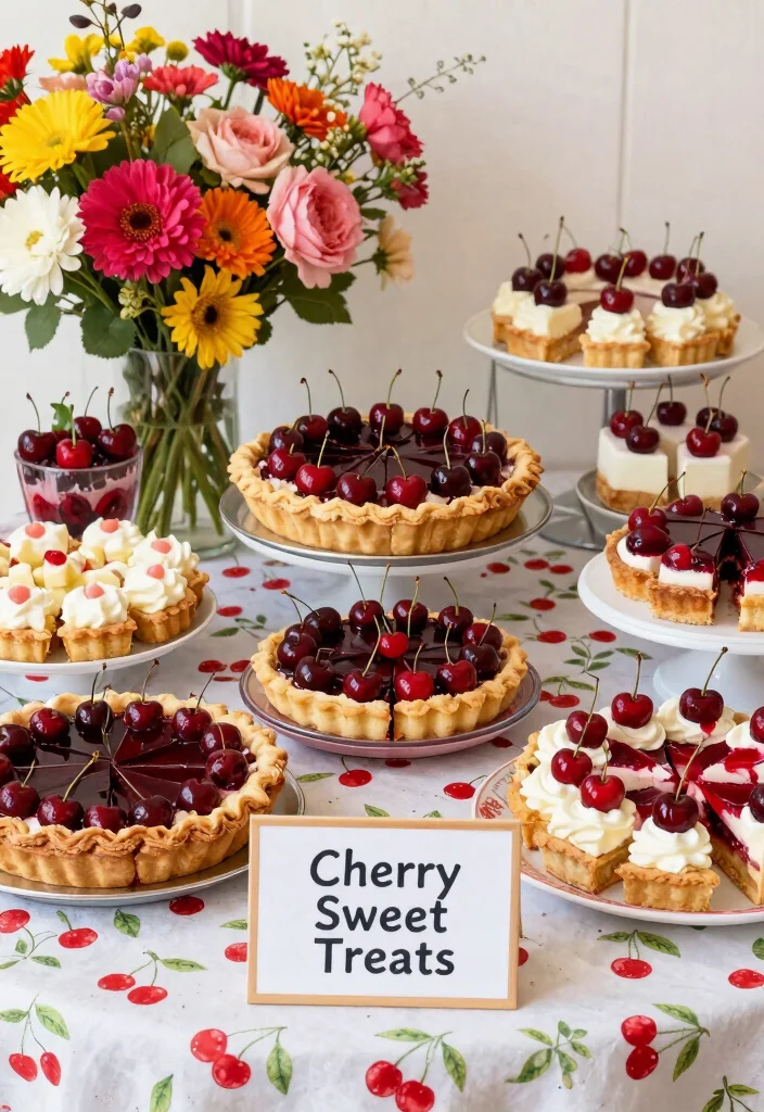 17 Cherry Theme Birthday Party Decoration Ideas With Sweet Touch - 6. Cherry Dessert Table 1