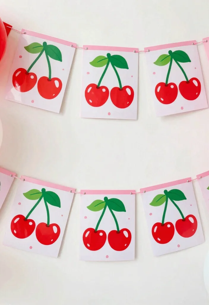 17 Cherry Theme Birthday Party Decoration Ideas With Sweet Touch - 7. Cherry-themed Banners 1