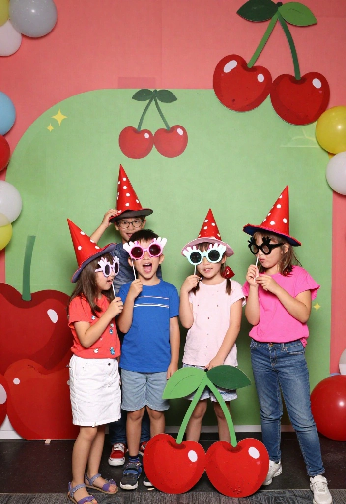 17 Cherry Theme Birthday Party Decoration Ideas With Sweet Touch - 9. Cherry Photo Booth 1
