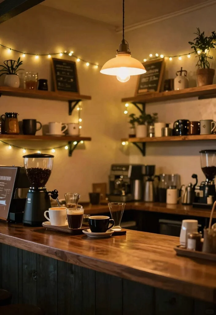 17 Coffee and Tea Bar Ideas That Feel Cozy & Chic - 5. Warm Lighting and Ambiance 1