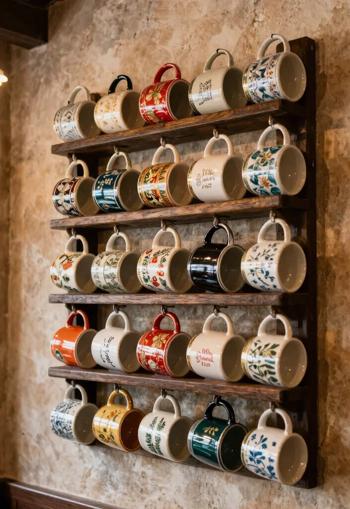 17 Coffee and Tea Bar Ideas That Feel Cozy & Chic - 7. Unique Mug Display 1