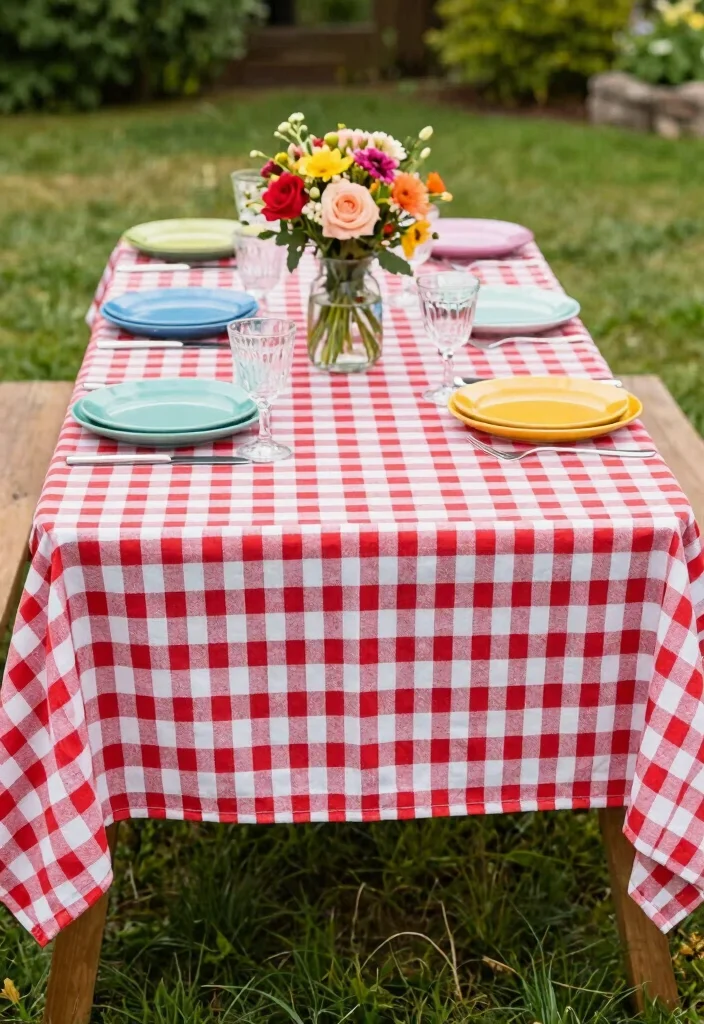 17 Gingham Party Decor Ideas With Cute Picnic Charm - 12. Gingham Table Runner 1