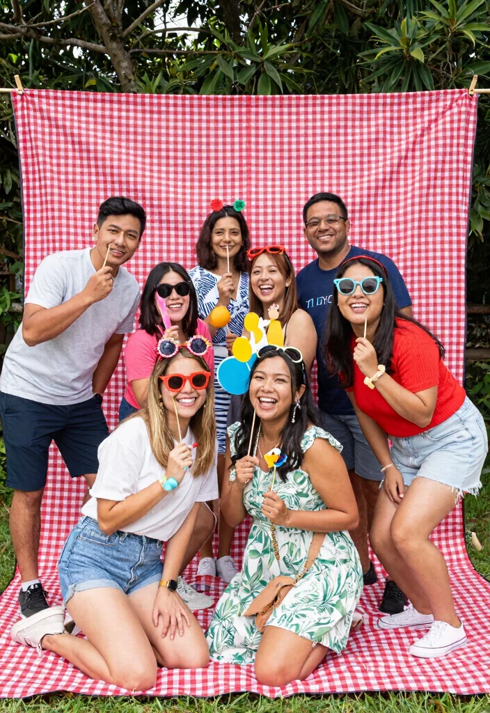 17 Gingham Party Decor Ideas With Cute Picnic Charm - 15. Gingham Photo Booth 1
