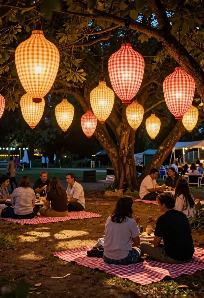 17 Gingham Party Decor Ideas With Cute Picnic Charm - 5. Gingham Lanterns 1