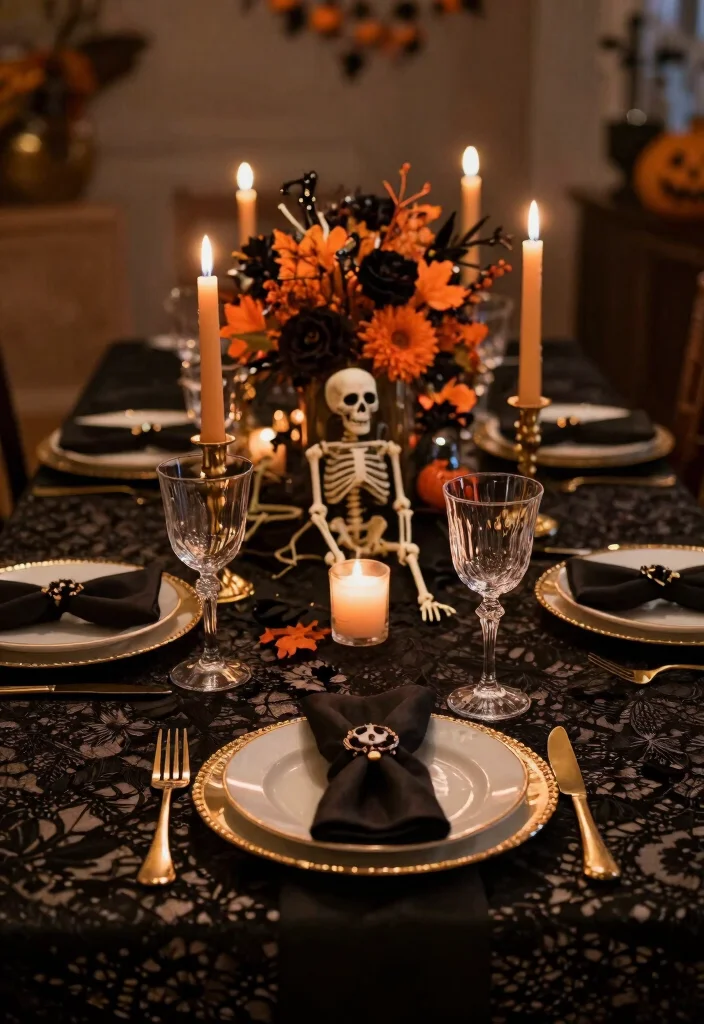 17 Halloween Party Decor 2026 Trending Ideas With Spooky Chic Style - 1. Ghoulishly Glam Table Settings 1