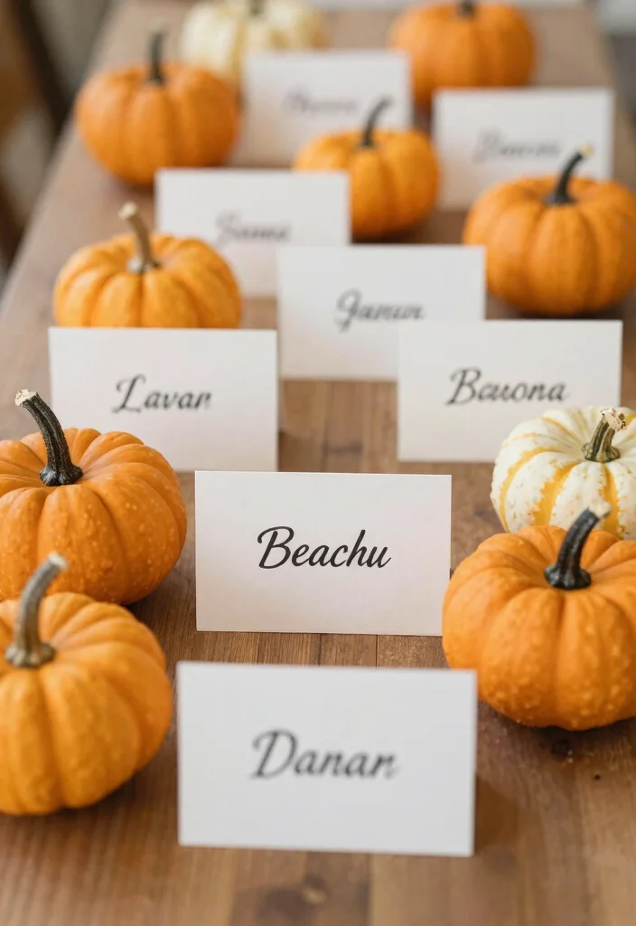 17 Halloween Party Decor 2026 Trending Ideas With Spooky Chic Style - 8. Pumpkin Place Cards 1