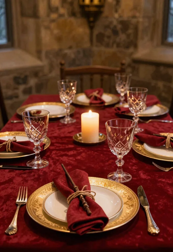 17 Harry Potter Party Decor Ideas With Magical Touch - 1. Enchanted Table Settings 1