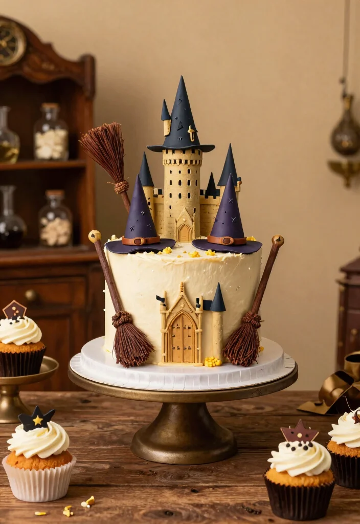 17 Harry Potter Party Decor Ideas With Magical Touch - 11. Wizard Hat Cake Topper 1