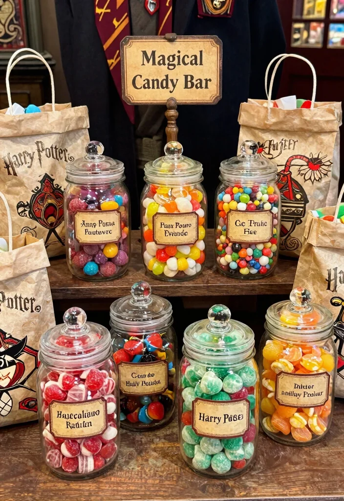 17 Harry Potter Party Decor Ideas With Magical Touch - 12. Magical Candy Bar 1