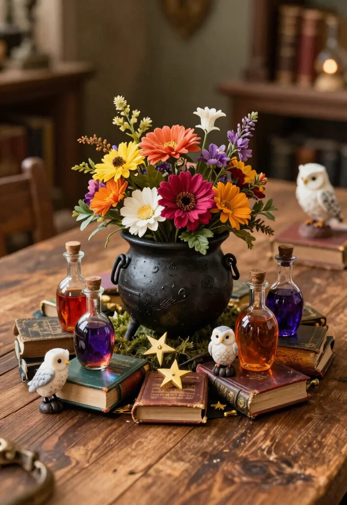 17 Harry Potter Party Decor Ideas With Magical Touch - 2. Wizarding World Centerpieces 1