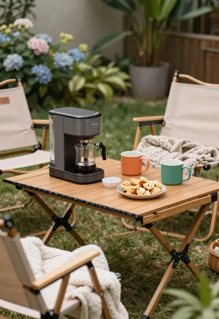 18 Coffee and Snack Bar Ideas That Guests Will Love - 12. Cozy Outdoor Coffee Setup 1