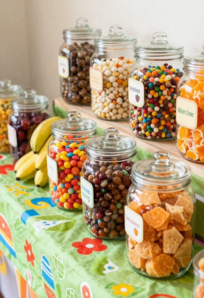 18 Coffee and Snack Bar Ideas That Guests Will Love - 3. Colorful Snack Station 1