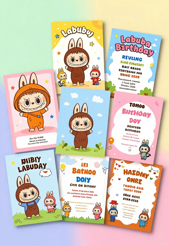 18 Labubu Party Decoration Ideas With Cute Character Style - 13. Labubu Themed Invitations 1