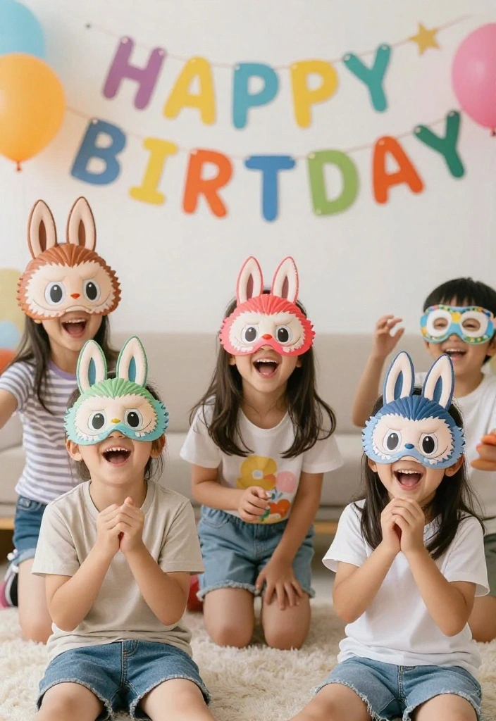 18 Labubu Party Decoration Ideas With Cute Character Style - 14. Labubu Character Masks 1