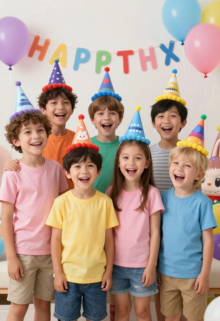 18 Labubu Party Decoration Ideas With Cute Character Style - 17. Festive Party Hats 1