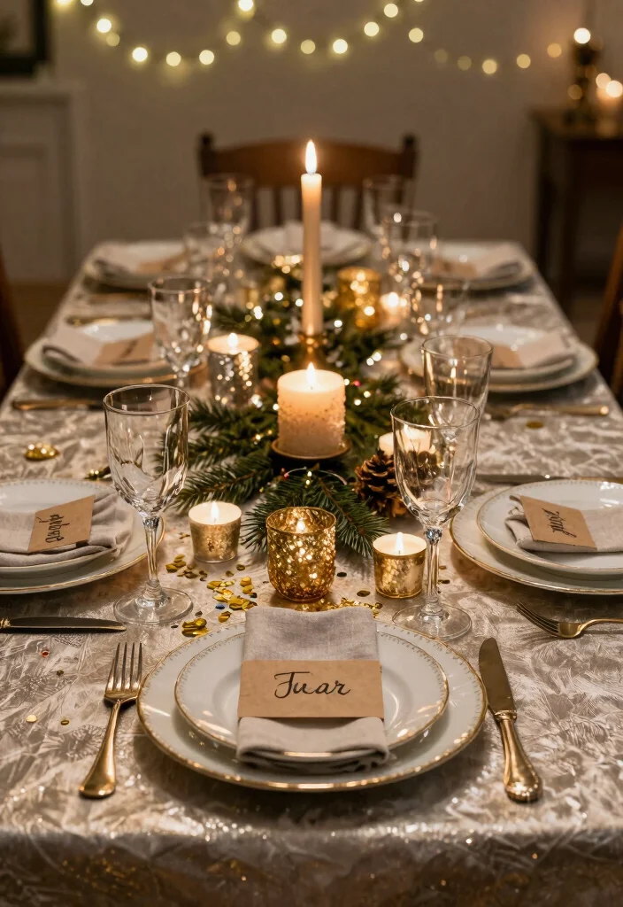 18 New Year Party Decor Ideas That Sparkle Bright - 1. Sparkling Table Settings 1