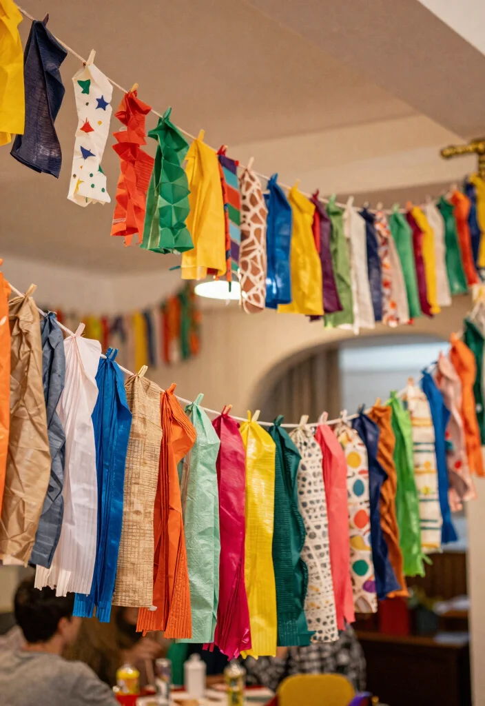 18 New Year Party Decor Ideas That Sparkle Bright - 10. Holiday Garlands from Recyclables 1