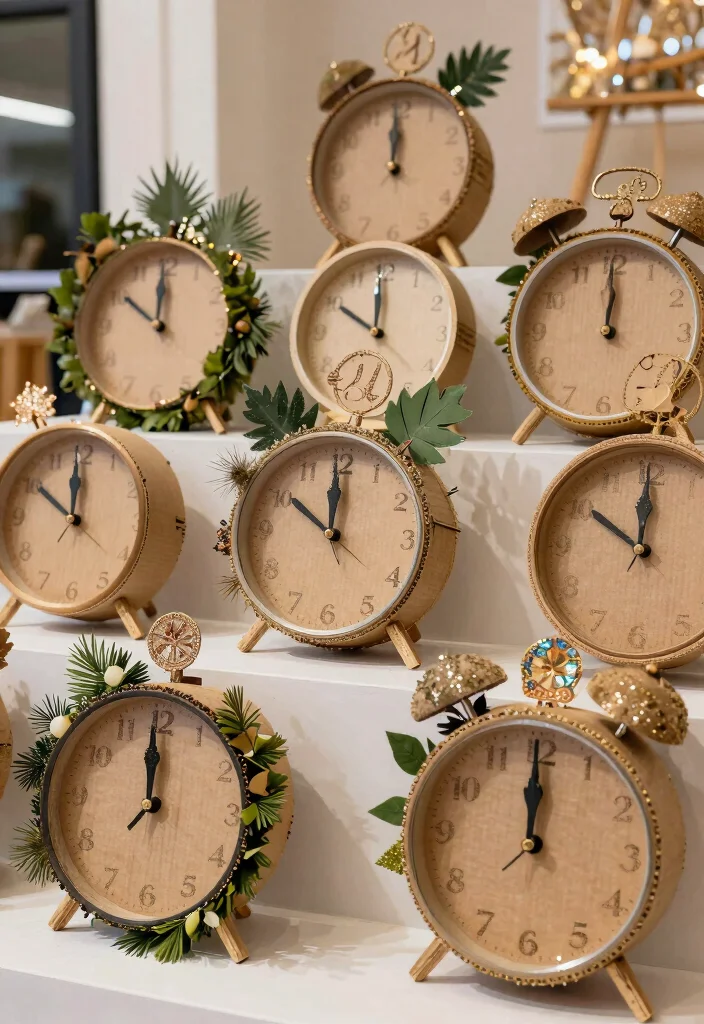 18 New Year Party Decor Ideas That Sparkle Bright - 12. Handmade New Year’s Countdown Clocks 1